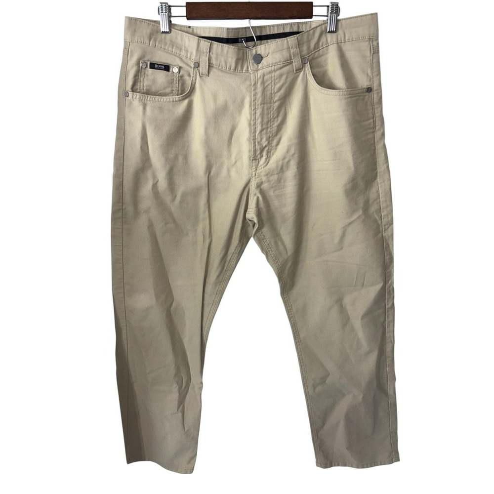HUGO BOSS Pants Trousers Size W38 L30 Regular Fit Tan Beige 100% Cotton
